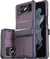 Vista 6 de CaseBorne V - Funda compatible con Samsung Galaxy Z Flip 5, funda protectora resistente con bisagra semiautomática y protector de pantalla de vidrio