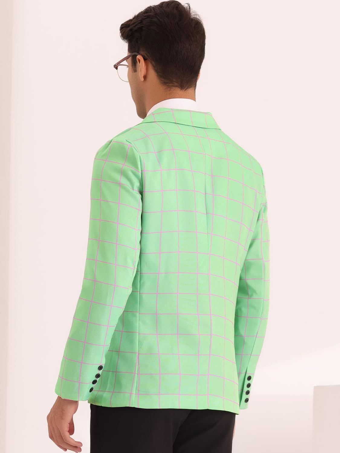 Lars Amadeus Plaid Blazer for Men's Casual Sport Coats Two Button Plaid Suit Jacket