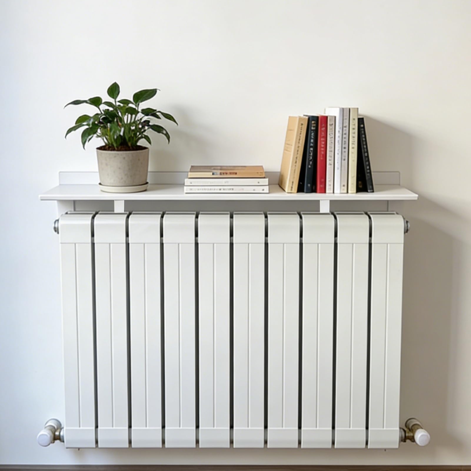 Mensola termica galleggiante bianca per termosifone per riporre e decorare – Ripiani salvaspazio 15 x 120 cm per ufficio, camera da letto, soggiorno, corridoio, massimizza lo spazio verticale