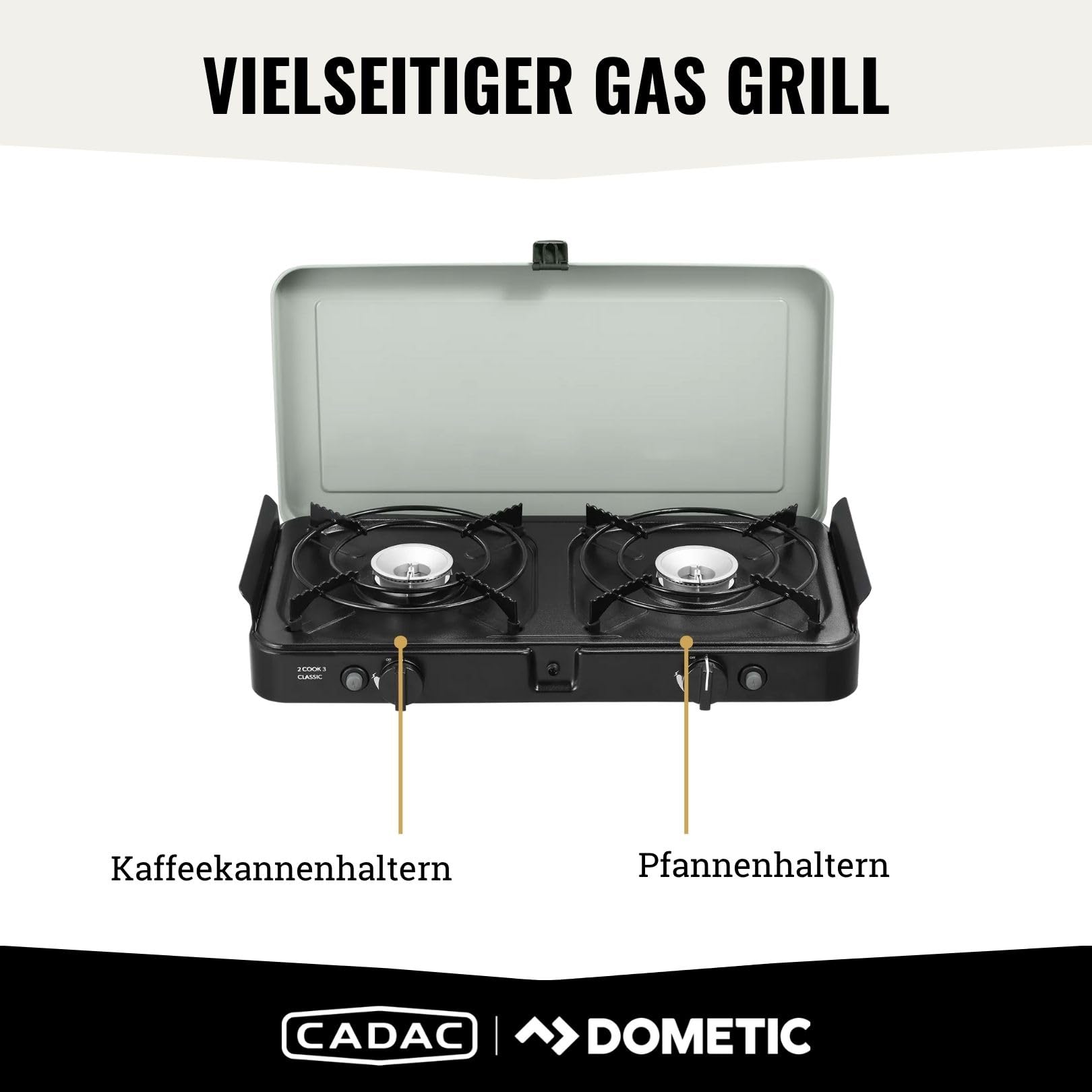 CADAC - 2-Cook 3 Classic Stove - Tischgrill - 50mBar - Campinggrill - Für draußen grillen - Stahl - Aluminium - Kunststoff - Gas Barbecue - Inkl. Transporttasche