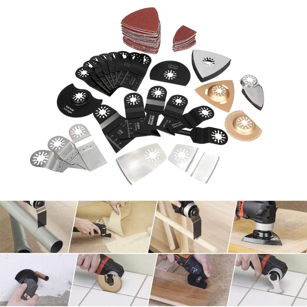 Juego de 100 cuchillas oscilantes para herramientas multiherramienta Dremel Fein Multimaster Makita Bosch Rockwell Sonicrafter Worx multiherramienta