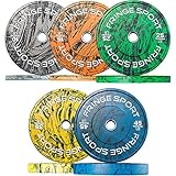 Fringe Sport Savage Tie-Dye Tiger Stripe 260lb Color Bumper Plates Set, Strength Training Equipment for Weight Training, No Odor - Color Coded Olympic Weight Plate Sets, 10/15/25/35/45lb Pairs Set