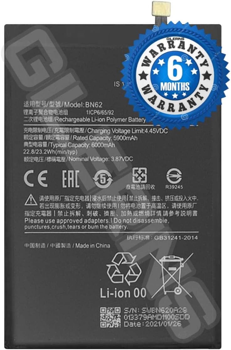Original BN62 Battery for Redmi Note 9, Poco M3 Battery with 6 Month Warranty ***(G212)