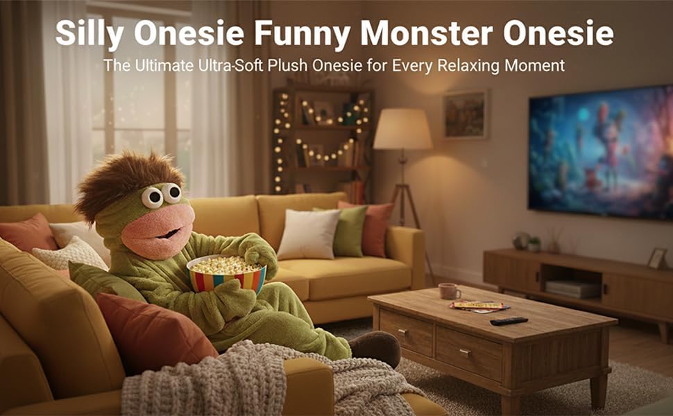Big Mouth Onesie,Silly Onesie Funny Green Monster Hooded Fleece Pajamas Premium Soft Cozy Sleepwear Plush One-Piece Long Sleeves Clothes Green XL — view 5