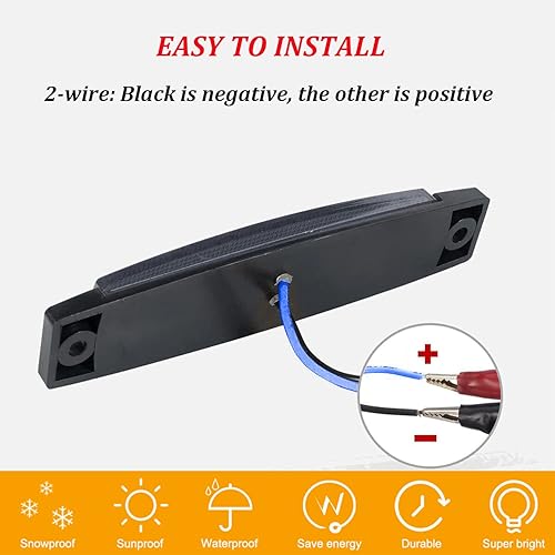 Miniatura 6 de Paquete de 10 luces LED de 3.8" azules ahumadas de 12 V para remolque, luz de señal indicadora de luz de barra de 6 LED para remolque, luz de señal