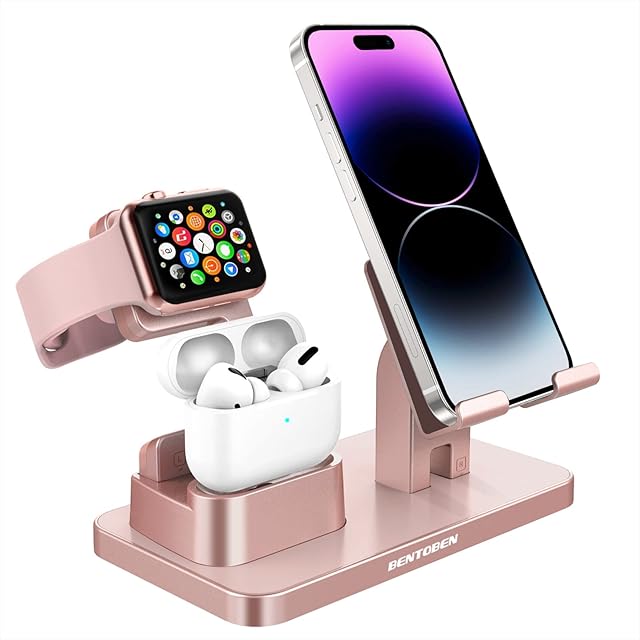 BENTOBEN Cell Phone Stand for Apple Watch, Charging Dock Phone and Watch Stand Holder for AirPods/AirPods Pro, iPhone 11/12/13/14 Pro/12/14 Pro Max, Apple Watch 5/4/3/2/1, iPad and Other Devices