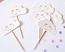 Confetti! Cloud Cupcake Toppers - Pack of 12 White Clouds for Baby Showers, Birthdays, Weddings, and More - Adorable, and Easy to Use gallery image