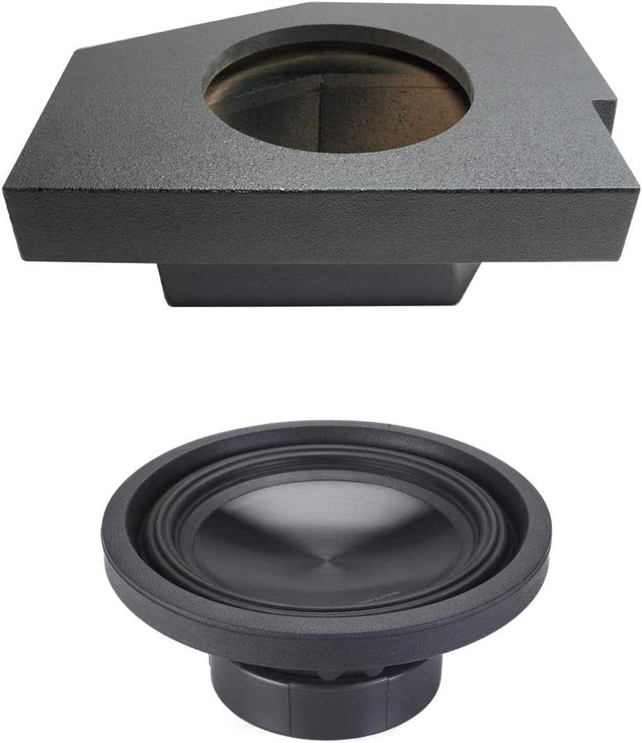 Alpine Compatible with 2002-2015 Dodge Ram Quad/Crew Truck SWT-10S2 Single 10" Rhino Coated Sub Box Enclosure - Final 2 Ohm