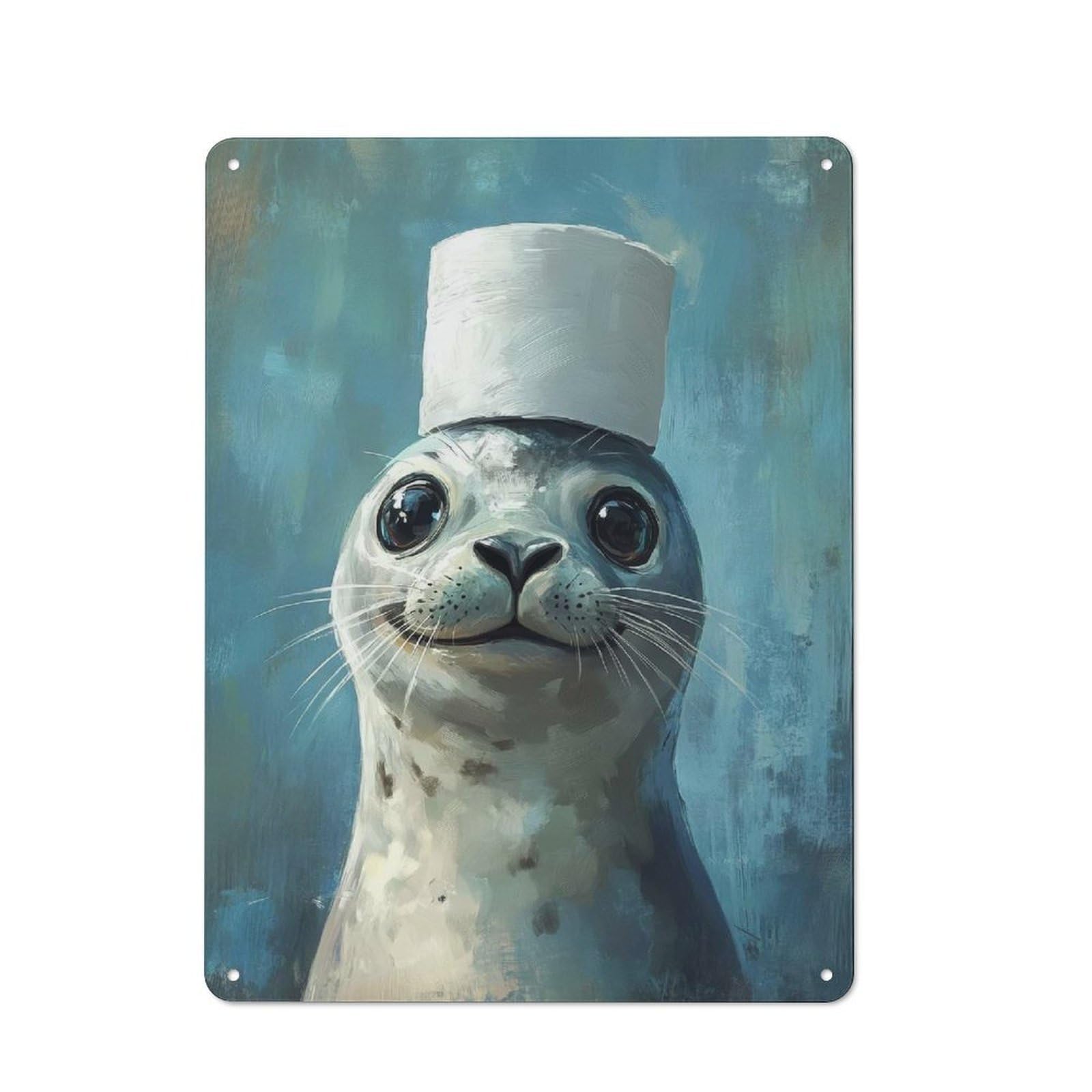 Junmoney Style-5 Classic Seal In A Hat Metal Wall Sign 40X30cm, Pub Wall Decor For Diner, Restaurant, Shed Or Kitchen