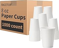 RACETOP 8 oz Disposable Paper Coffee Cups 1000 Pack - Leak-Proof, Thickened for Hot & Cold Drinks, Ideal for Home, Office, Parties