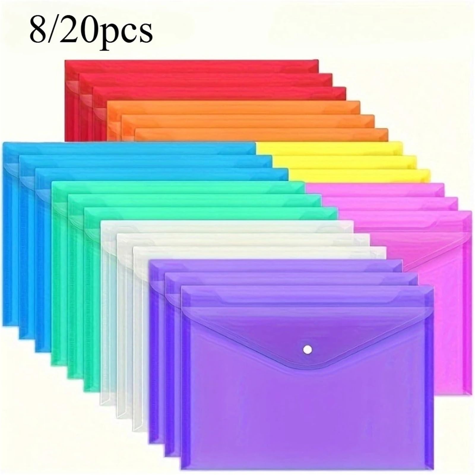 8/20-teiliger Ordner mit Druckknopfverschluss, in zufälligen Farben, Papier im A4-Format – geeignet for Zuhause und Büros(20pcs random)