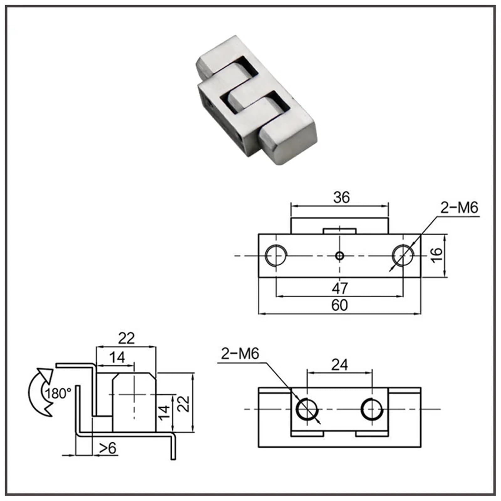 Cerniera rotante in acciaio inossidabile Cerniera for attrezzature meccaniche industriali Cerniera for porta dell'armadio in lamiera di metallo 1 pezzo
