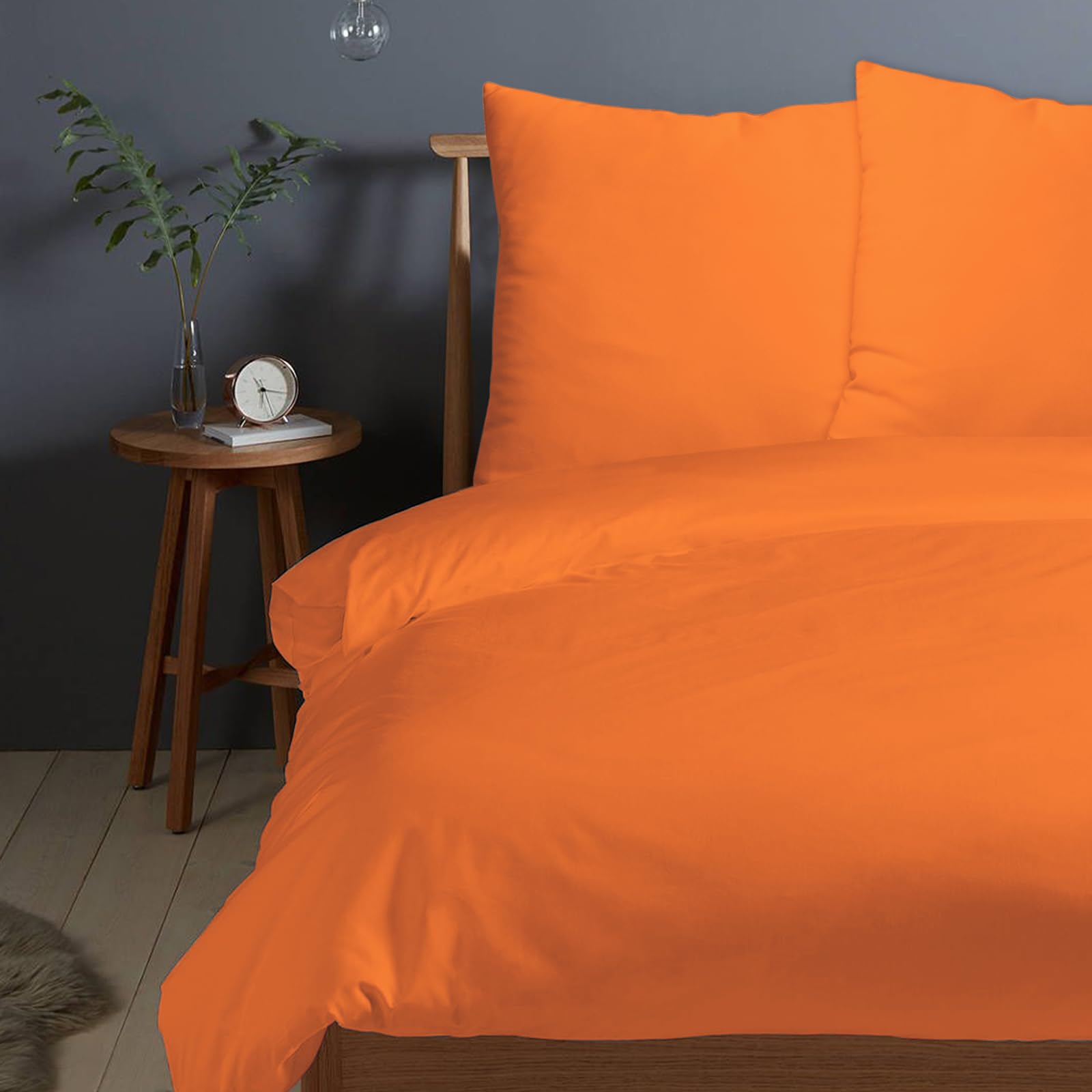 Pizuna 400 Fadenzahl aus Baumwolle bettbezug 200x220 Orange 100% Lang Staple Baumwolle Bettbezug und Kissenbezug, 100% Baumwolle Mako Satin 3-Teilig Bettwäsche Set 200x220 + 80x80 Orange Mako Satin