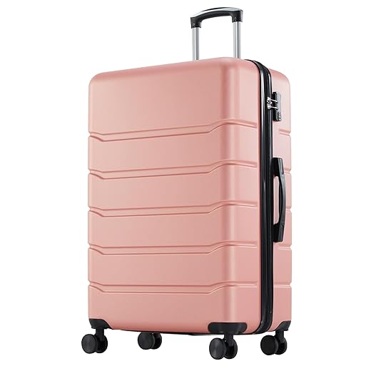 Sweetcrispy Carry on Suitcase, 29IN Luggage with Spinner Wheels, Hard Shell ABS, TSA Lock, Pale Pink