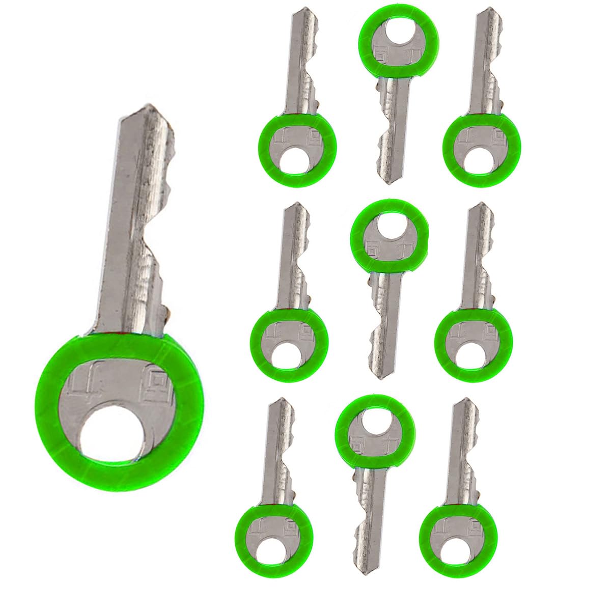 Van Der Linn VDL Pack of 10 Round Key Cap Covers, Choose Your Own Colour Soft Rubber Plastic Key Identifier (Lime, 10)