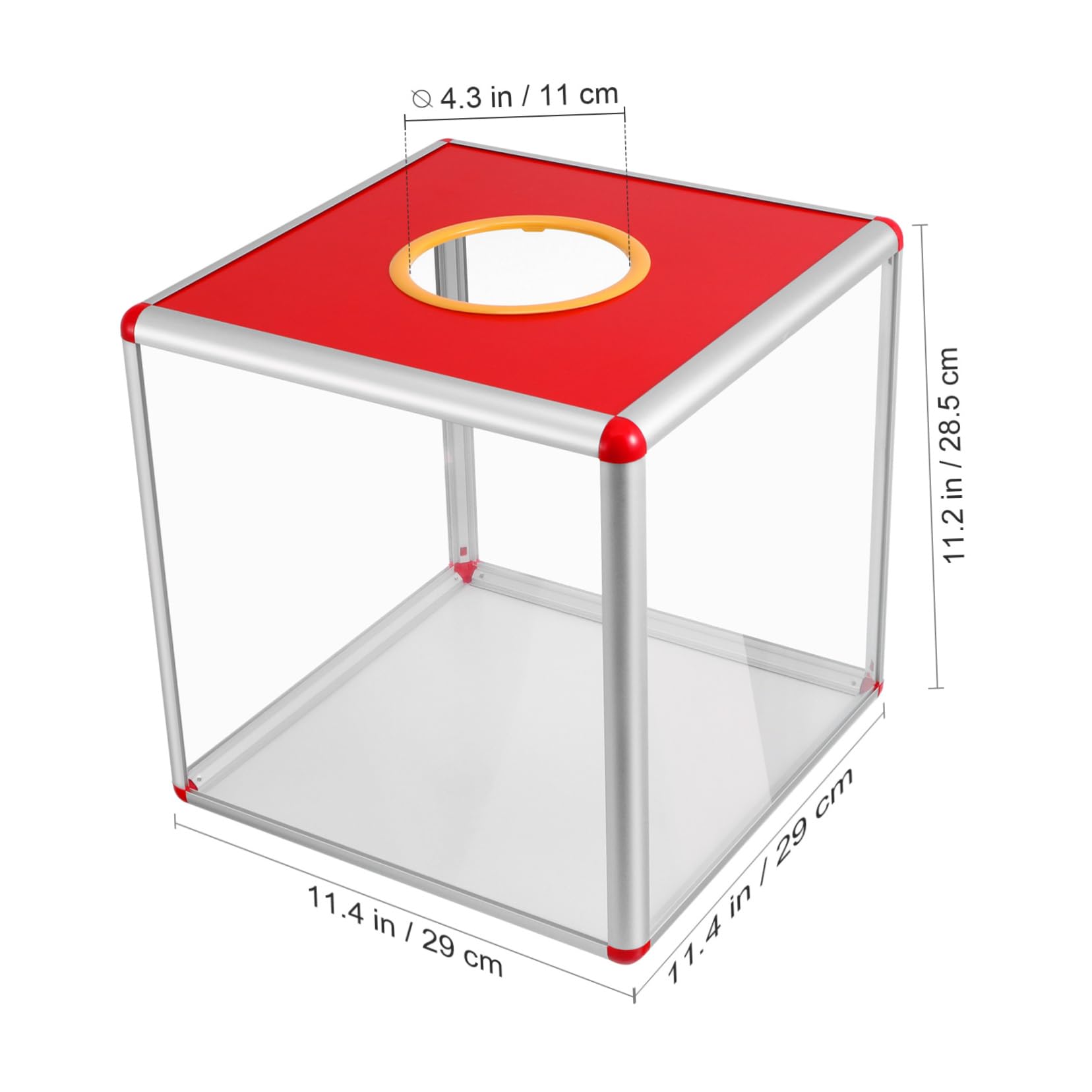 Housoutil Boulier Loto Carré en Alliage D'aluminium et Mdf, Boîte de Dons Polyvalente et Portable pour Collecte de Fonds, Événements D'église