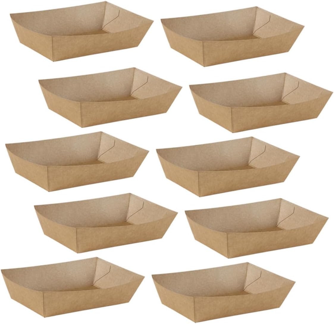 100 Pcs Kraft Paper French Fries Storage Boxes Oil-proof Disposable Fried Chicken Snack Containers Takeout Food Paper Holders