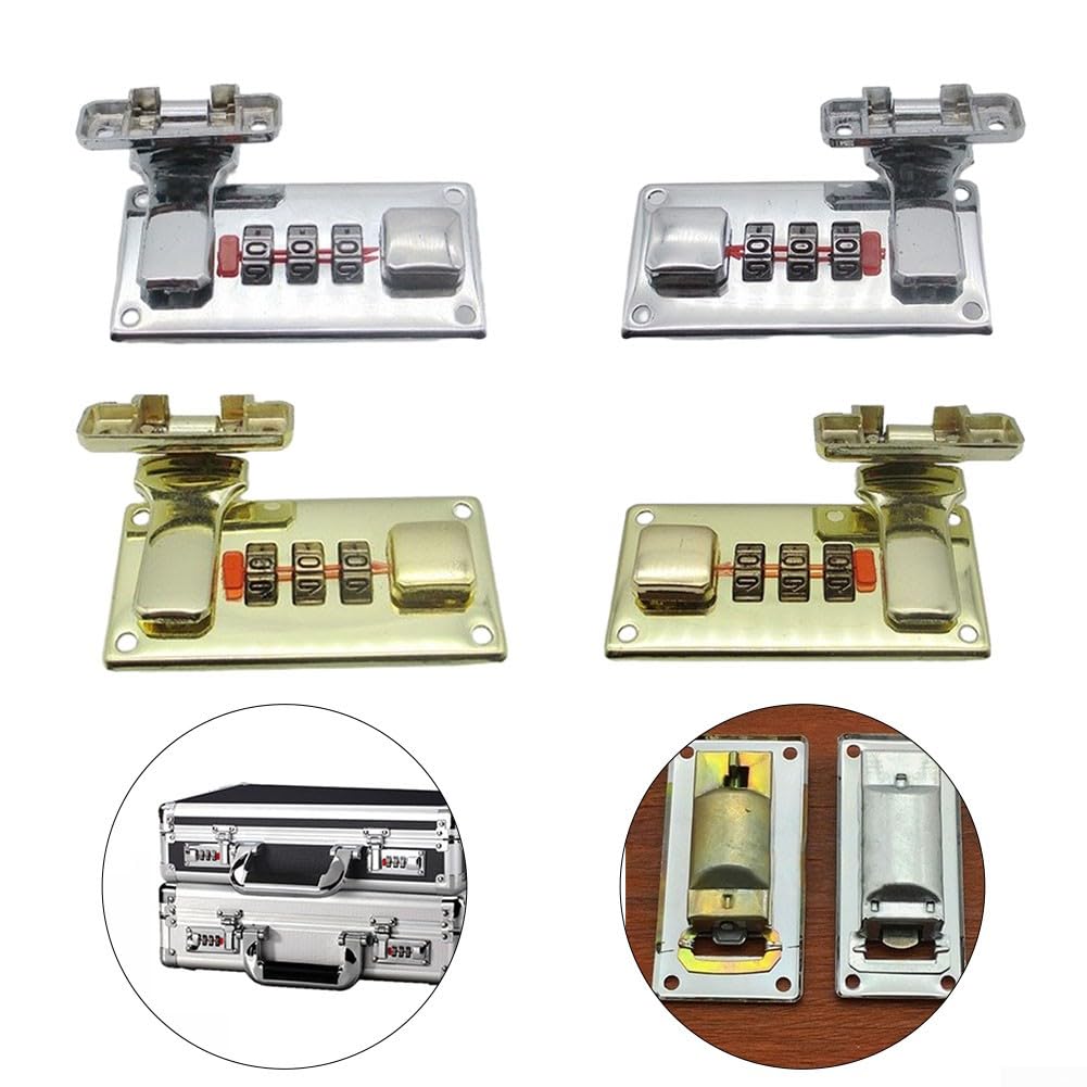 Produktbild von Zahlenschloss 65x29mm Retro – Eisen Mit Schrauben Für Holzkisten, Schmuck- & Weinkisten | Vintage-Hardware Gelb