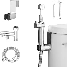 Chrome Handheld Bidet Sprayer Attachment for Toilet, Brass | Adjustable Length Spray Heads, with Bidet Hose, Cloth Diaper Sprayer Bidets for Attachment Toilet, Wall or Toilet Mount