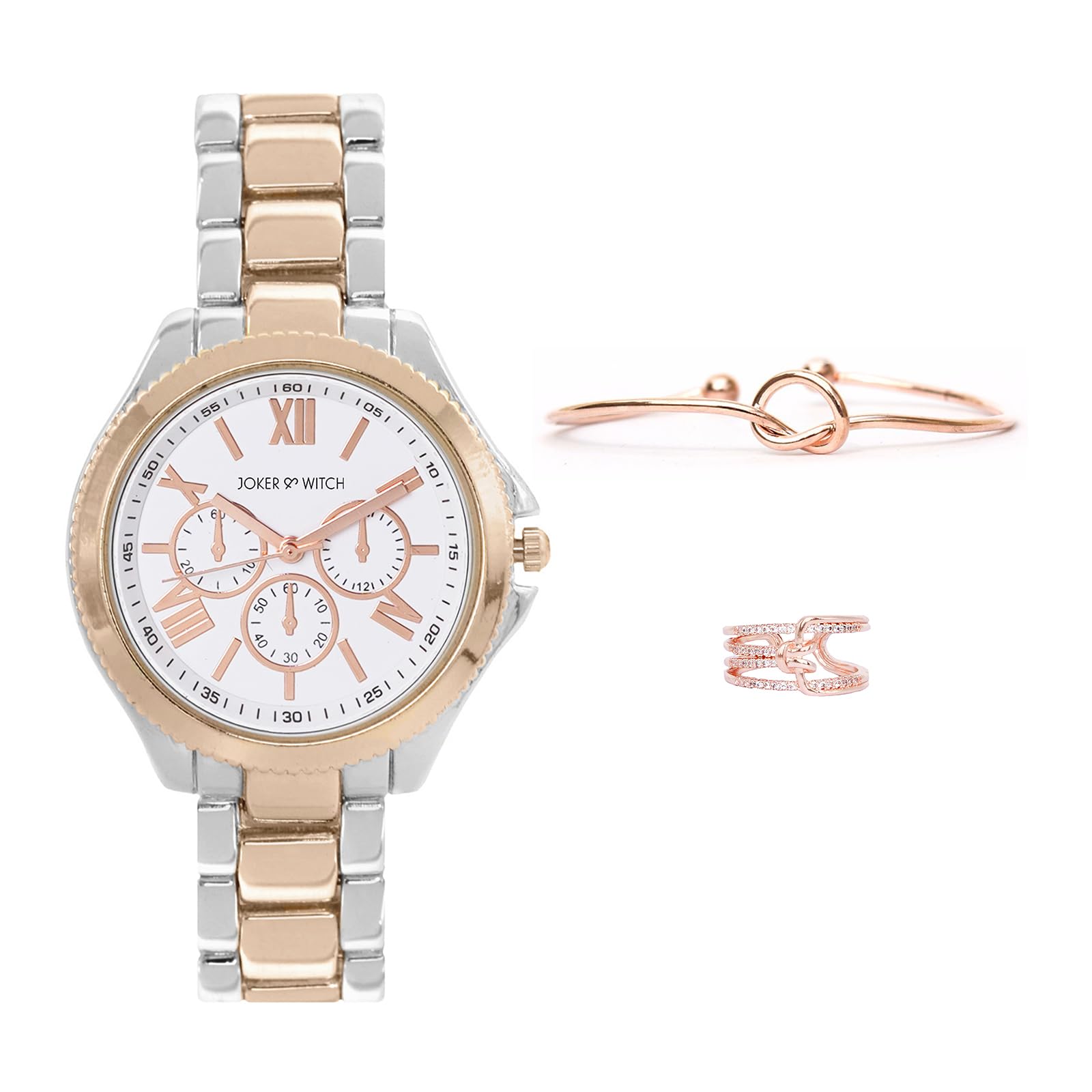 Joker & Witch Stainless Steel Women Smoke And Diamonds Love Triangle Analogue Watch, White Dial, Multi-Color Band (B0C862NV6B) Amazon Price History, Amazon Price Tracker