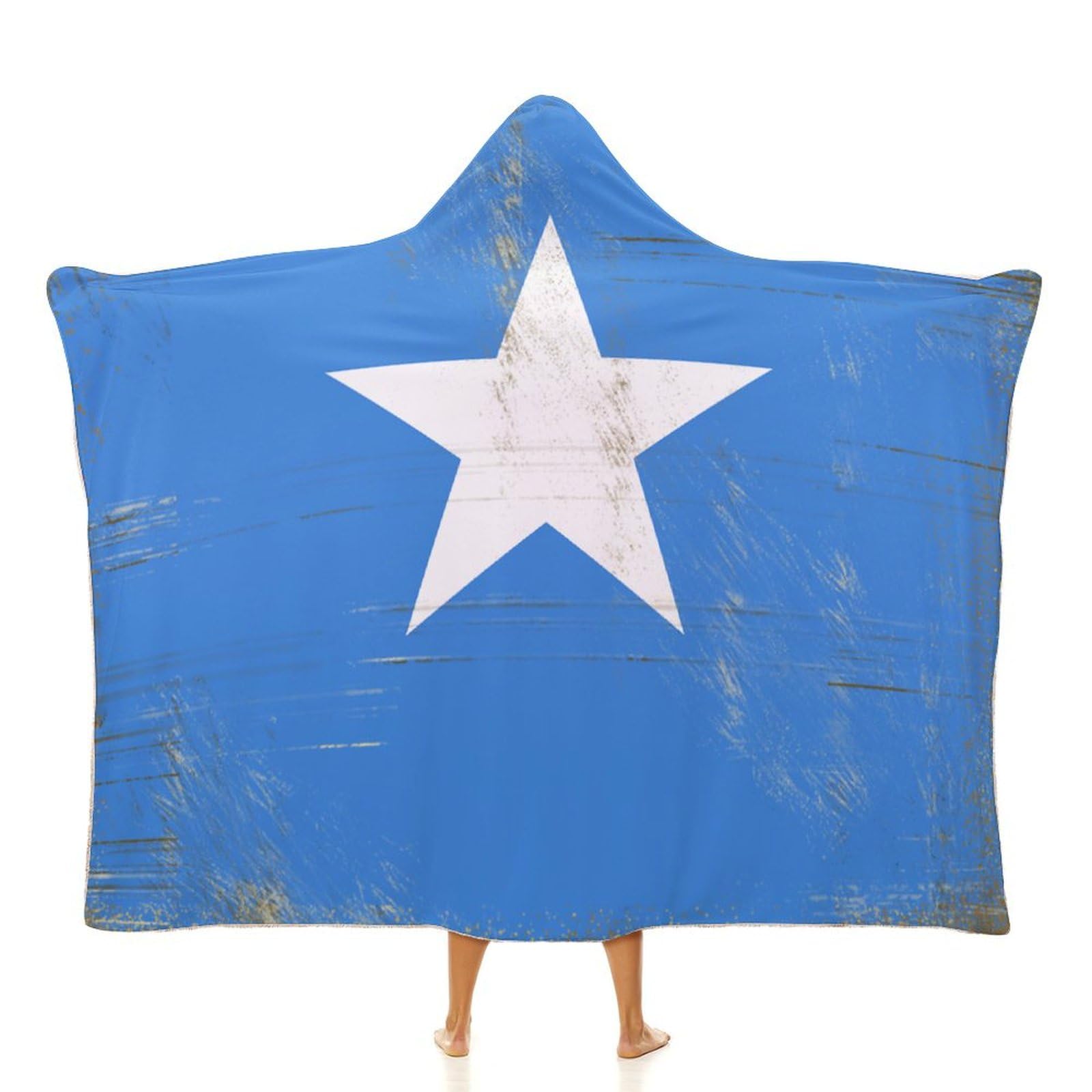 Plaid à capuche super doux drapeau Somalie : couverture polaire d'hiver premium