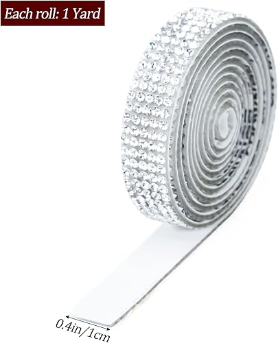 Miniatura 3 de Zuihug Cinta brillante de diamantes de imitación de 1 yarda para manualidades, tiras de cristal autoadhesivas, calcomanías de diamantes de