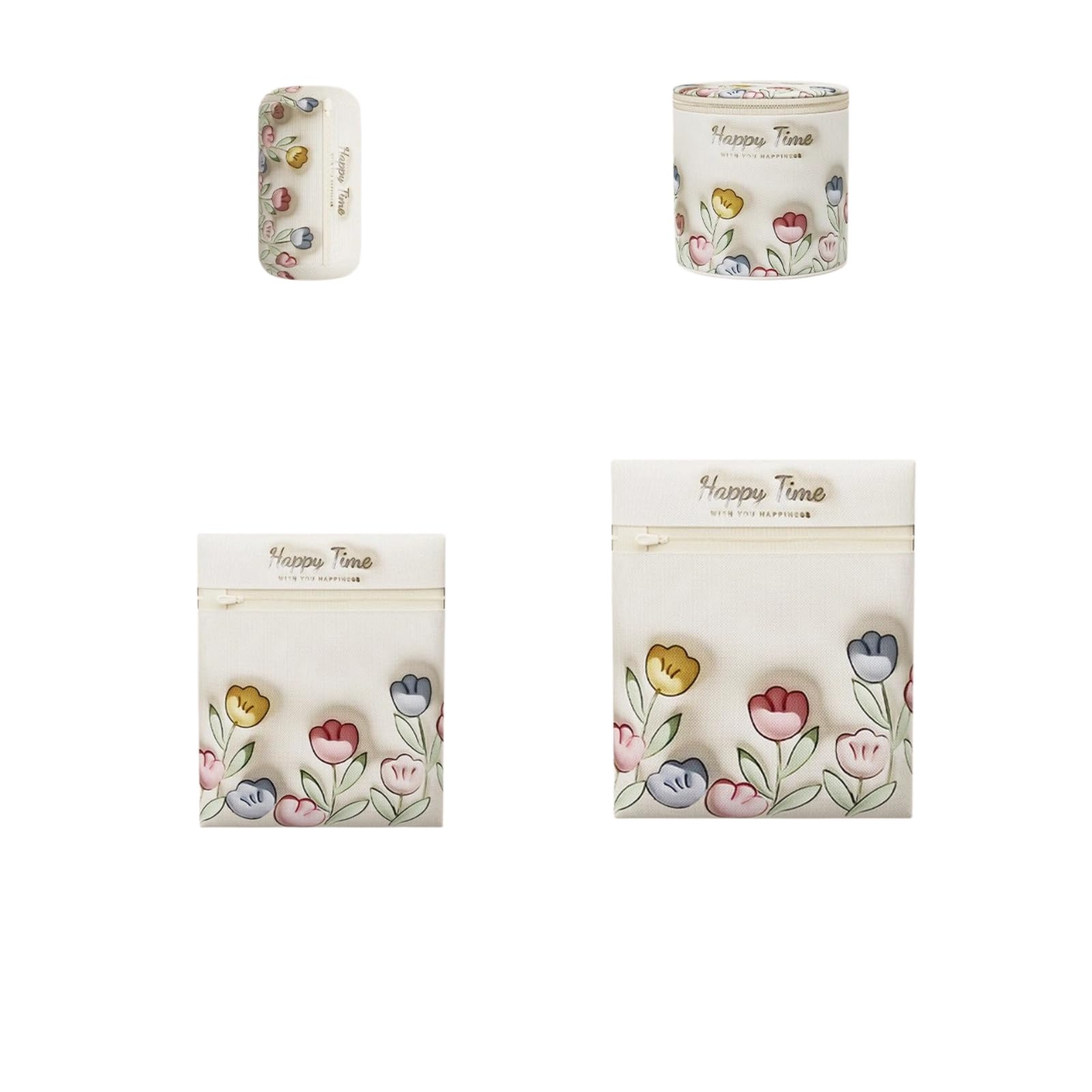 Tulip Print Laundry Mesh Wash Bags, Anti Deform Zipper Washing Bag for Sweater Lingerie, Washing Machine Protector Net Bags