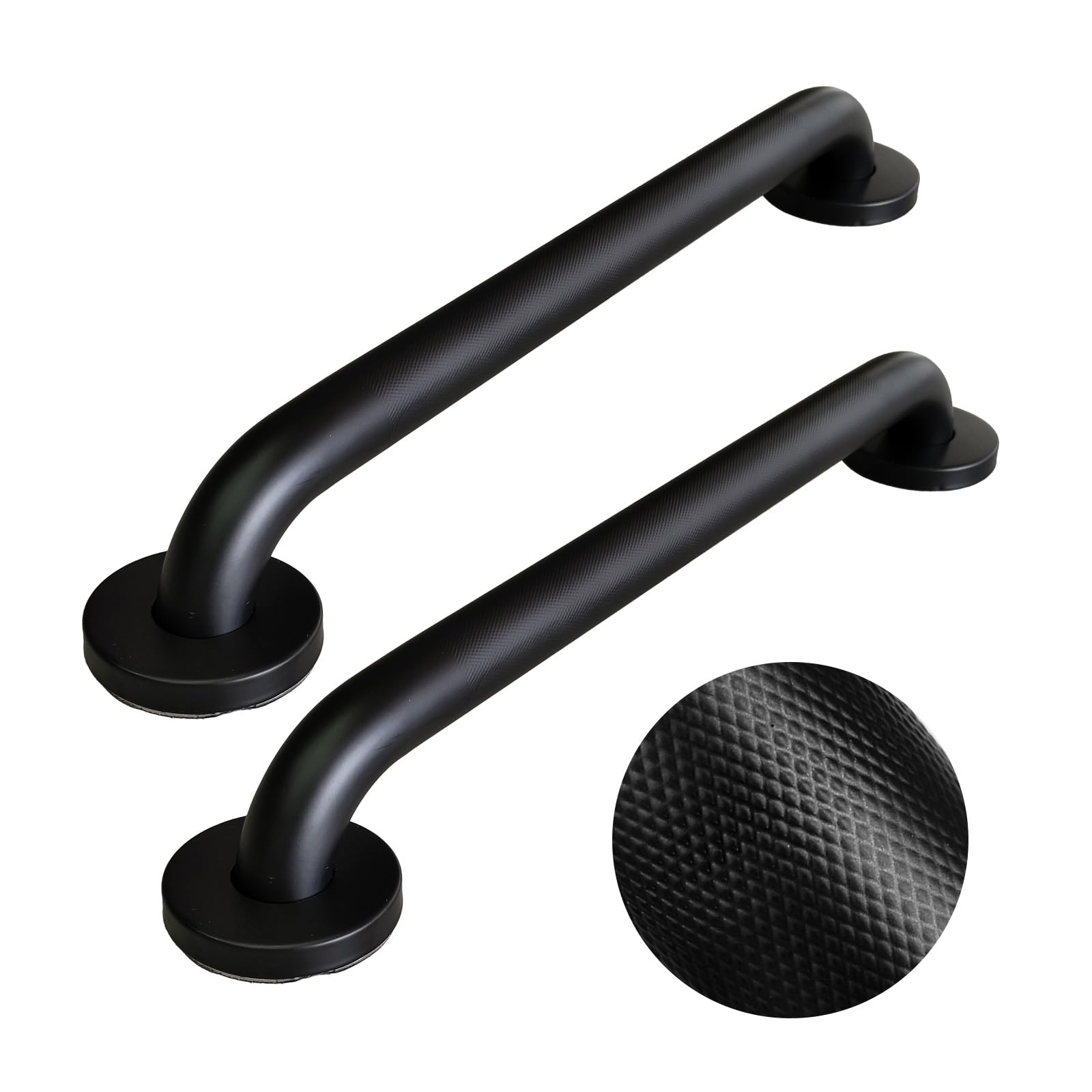 Barre d'appui acier inoxydable noir moleté 45cm lot de 2 pour douche senior secure