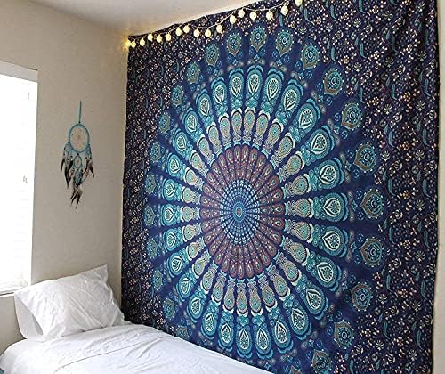 Indischer Wandteppich Mandala - Baumwolle 140x210cm Boho Dekor