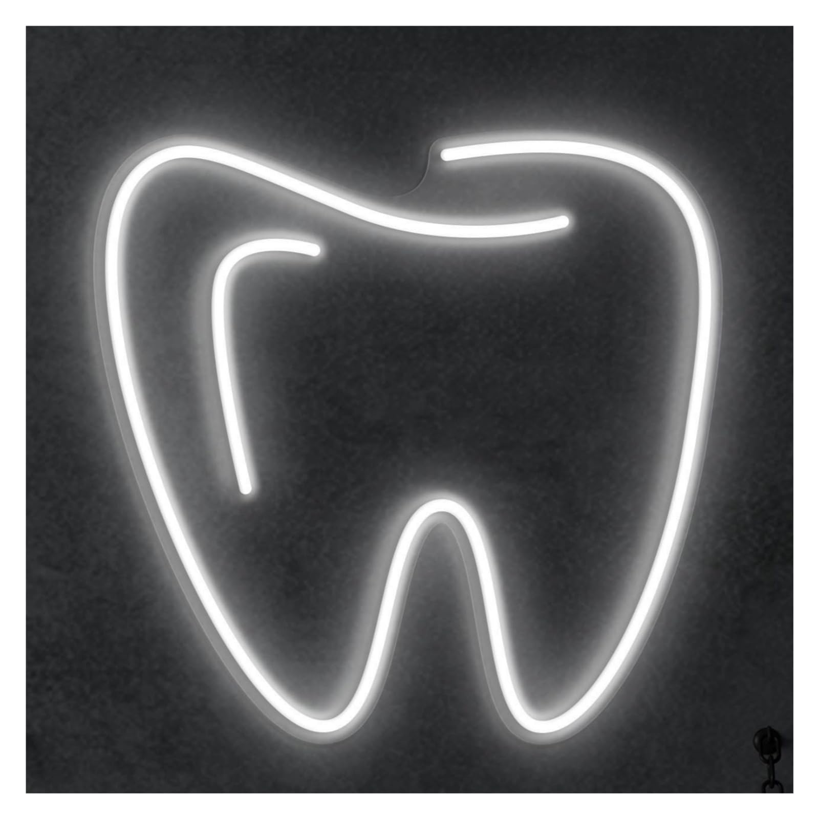RONGCH Hanging Art Signs Tooth Neon Sign, Suitable for Dental Clinic Decor with Brightness Adjustable 38cm(Cool White)