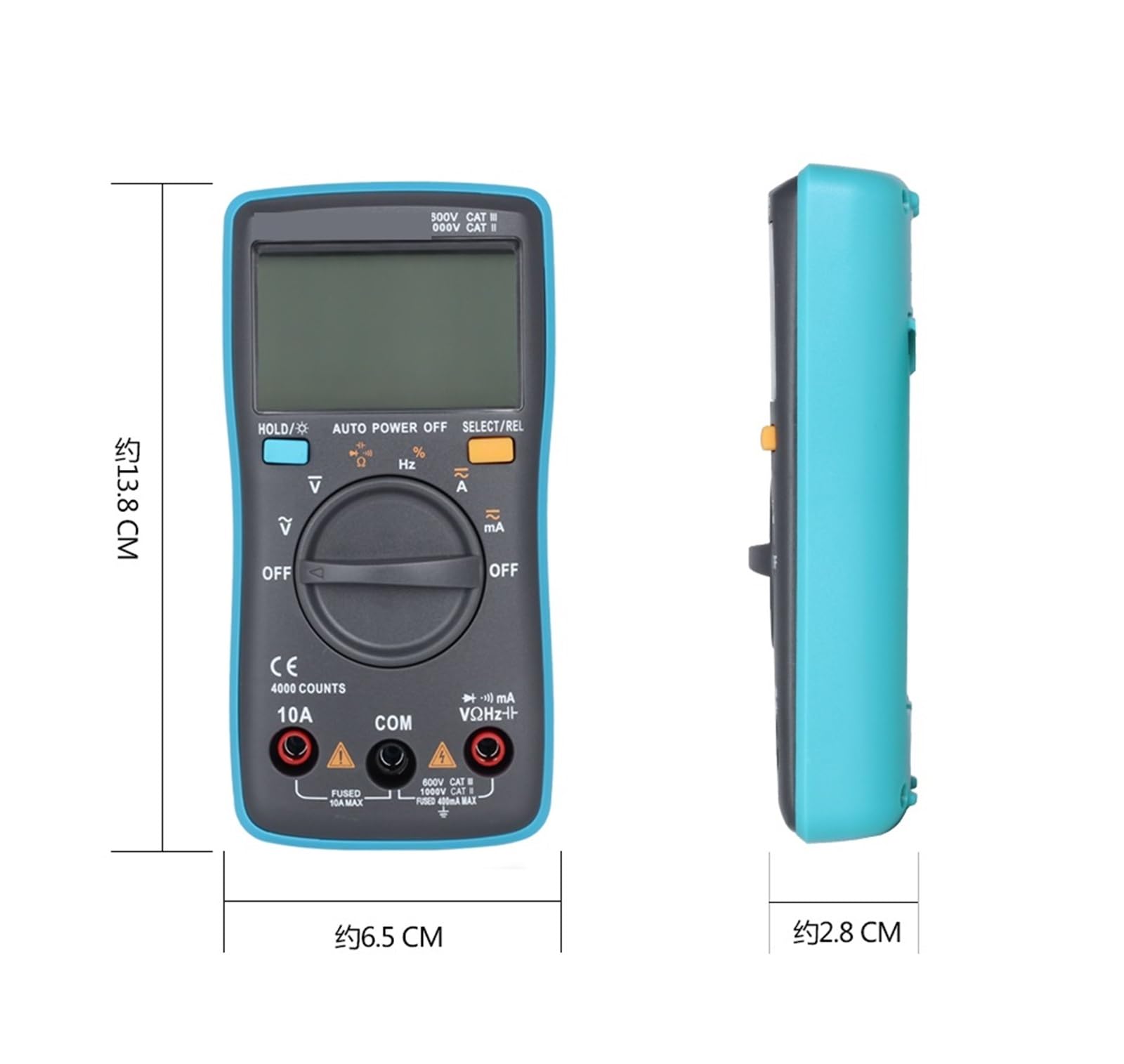 Multimetr cyfrowy ZT100 4000 Liczy napięcie DC/AC Pojemność Hz Dioda Ohm Tester Amperomierz Woltomierz Podświetlenie (ZT100 with T1101)