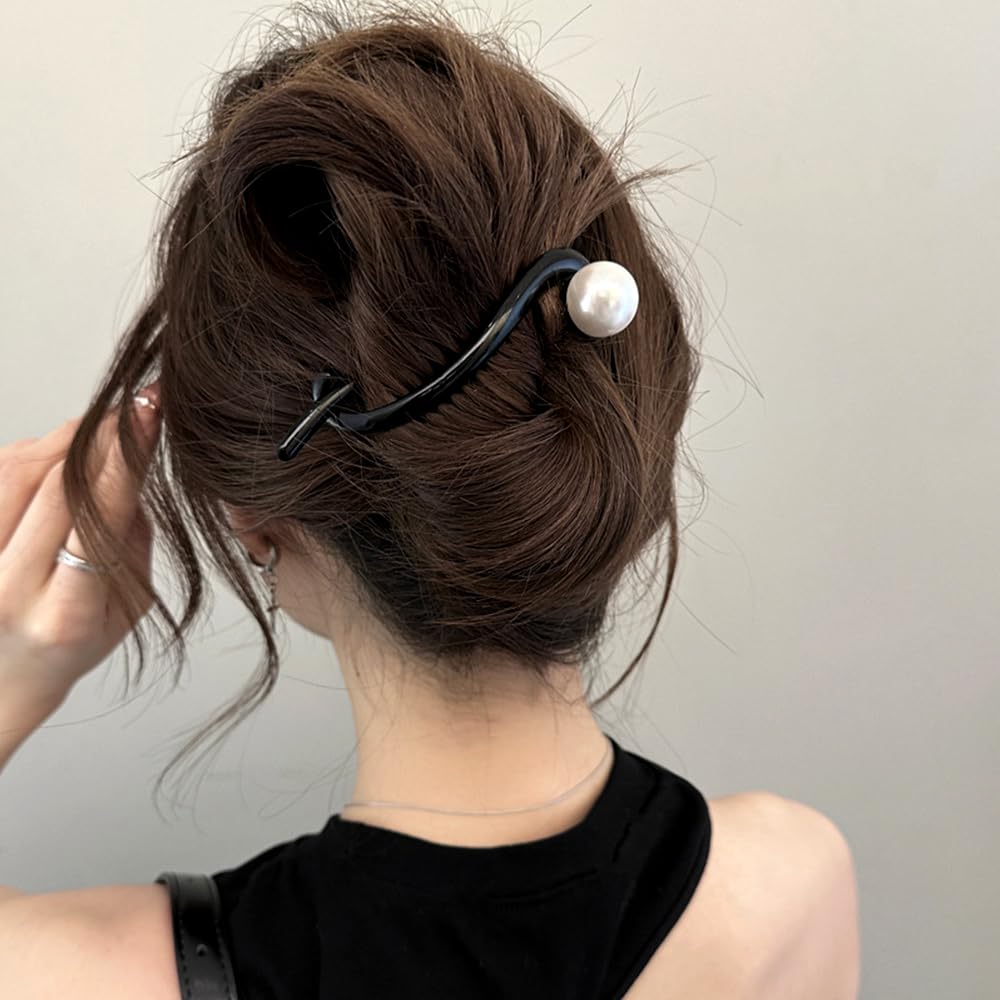 Amazon.com : Elegant Pearl French Hair Barret French Twist  display picture 2