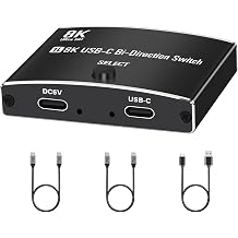 USB C Switch, Bi-Directional USB C Switcher 2 Computers, USB Type C KVM Switch 8K@60Hz 4K@120Hz Video/ 48Gbps Data Transfer, Compatible with Thunderbolt Device,2X USB-C Cables Included
