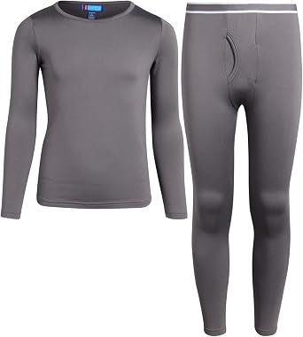 Thermal Underwear Set - 2 Piece Brushed Fleece Thermal Top and Long Johns for Boys