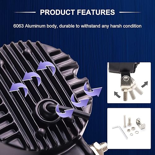 Miniatura 4 de Luces antiniebla de motocicleta Ourbest con interruptor, luces auxiliares de motocicleta de 3 pulgadas, luces led redondas halo, par de luces