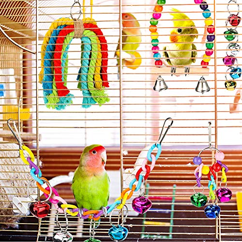 Laelr Bird Cage Toys 8-delig Parrot Swing Kauwspeelgoed Budgie Toys voor Cage Bird Hangmat Bell Hanging Toys voor… - Afbeelding 8