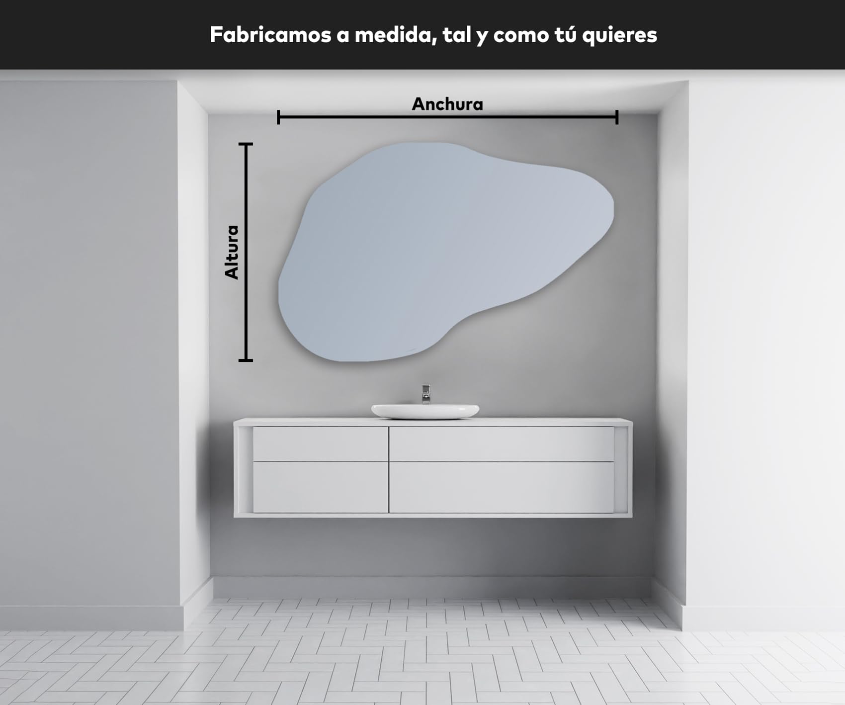 A ARTFORMA Espejos de Pared Decorativos con LED a Medida con Luces 99x64 cm | Espejo de Baño con Iluminación luz LED con Accesorios | Diferentes tamaños | POD221