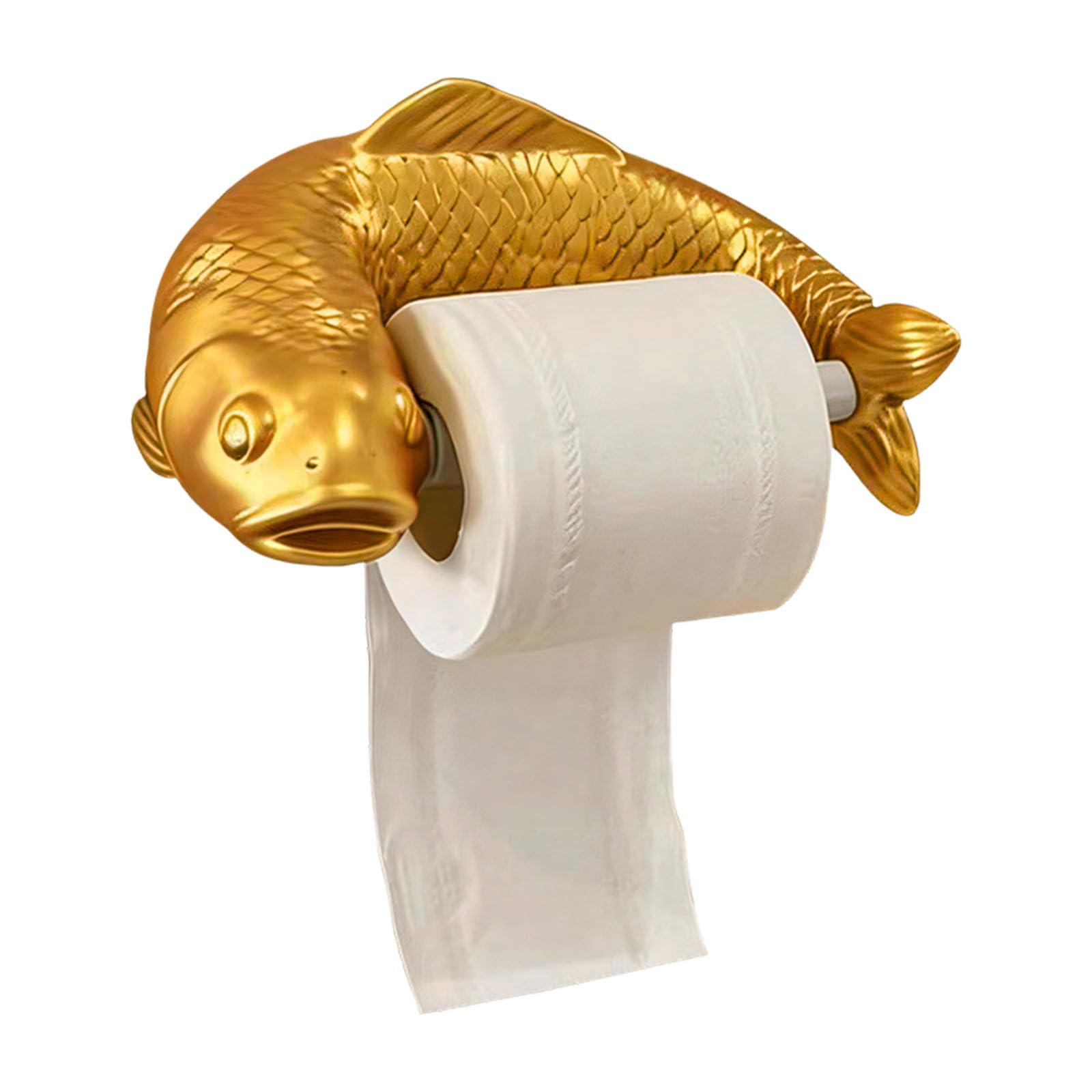 CAZSTYK Decorative Wall Mounted Toilet Roll Holder with Lucky Carp Design for Modern Homes Golden Carp Toilet Tissue Holder