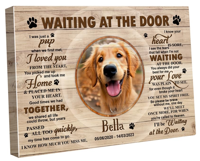 C80711 Unique Dog Memorial Canvas Gifts - Personalized Canvas Wall Art, Custom Landscapes C80711_DOG_WAITING_AT_THE_DOOR_CIRCLE