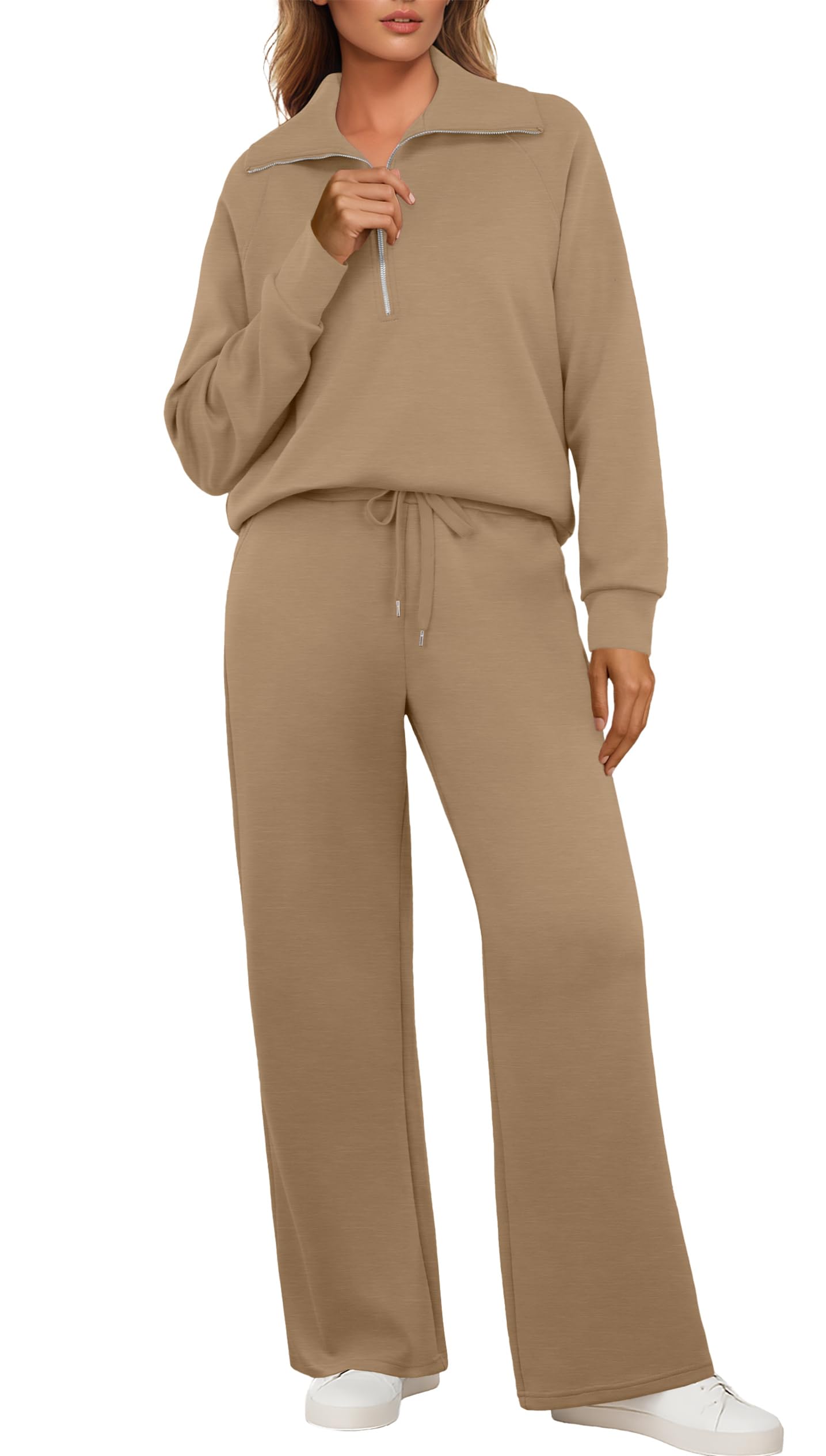 GRECERELLE Trainingspak voor dames, lange mouw, tweedelig outfit, casual V- hals, top en joggingbroek, trainingspak met zakken, zwart, XL GRECERELLE Trainingspak voor dames, lange mouw, tweedelig outfit, casual V- hals, top en joggingbroek, trainingspak met zakken, zwart, XL