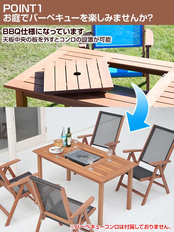 Amazon.co.jp: ガーデン テーブル セット 折りたたみ 5点セット BBQ 