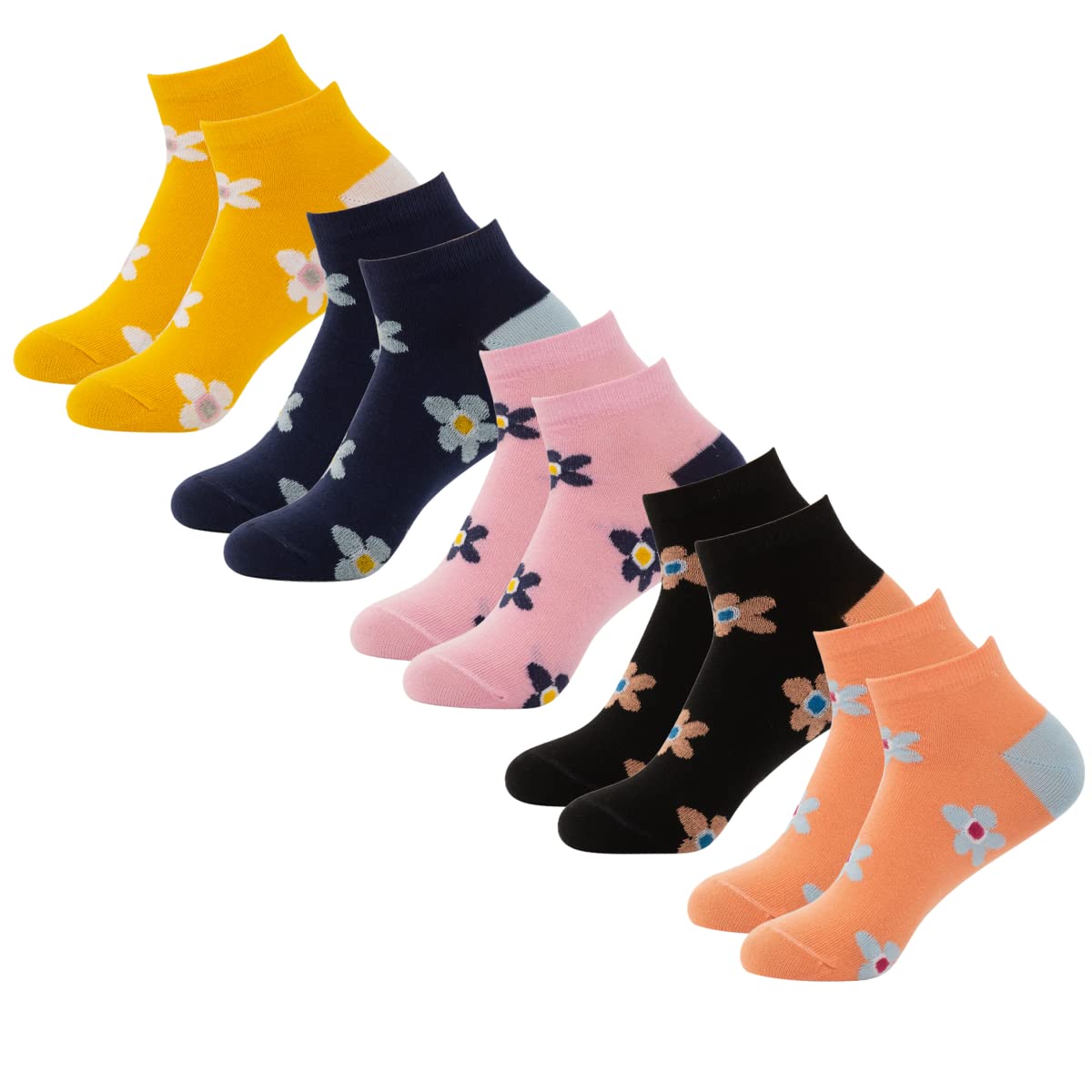 Women's Ankle Length Cotton Socks (Pack of 5) (S0X-NTAW)