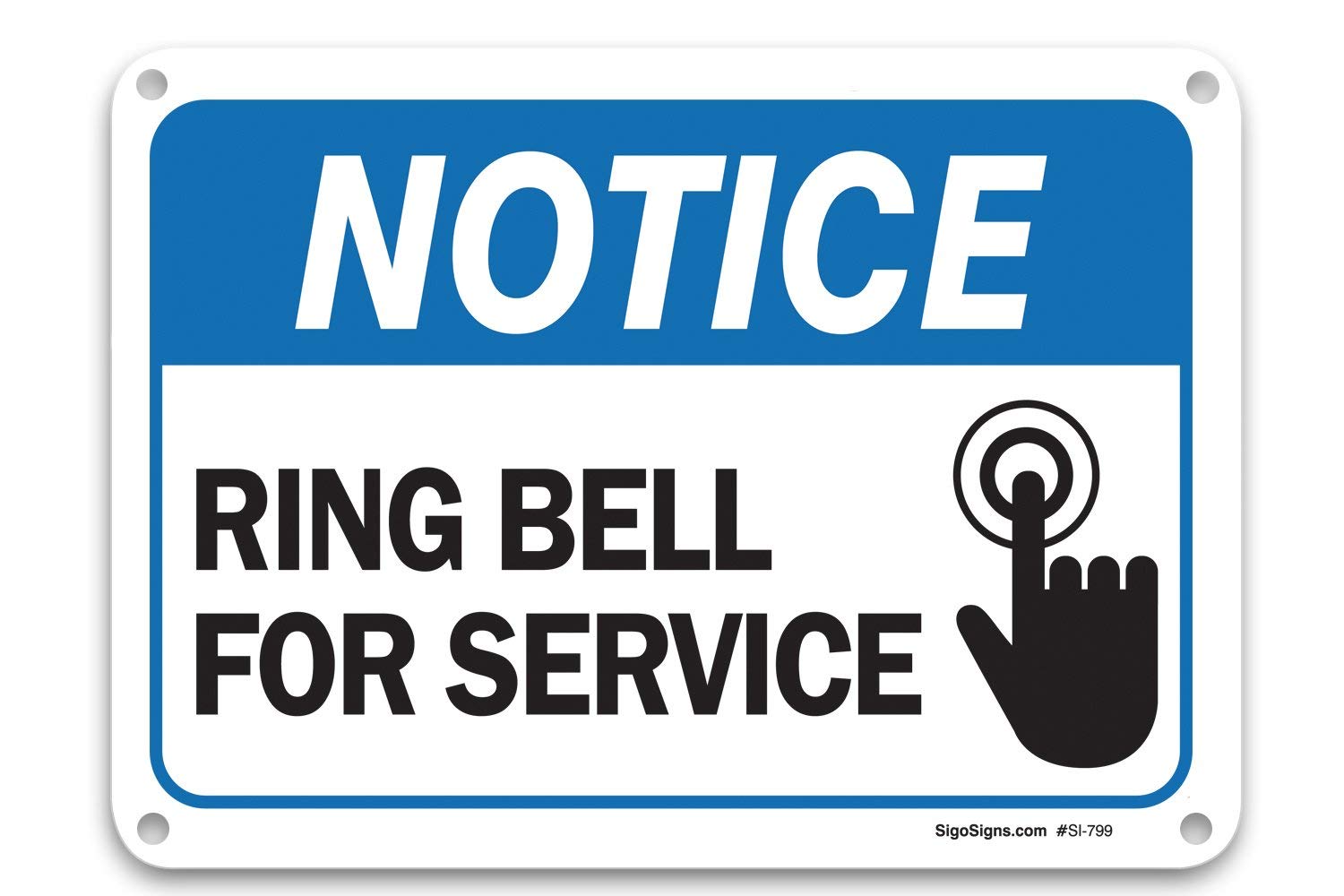 Sigo Signs Ring Bell for Service Sign, 10x7 Inches, Rust Free .040 Aluminum, Fade Resistant, Made in USA