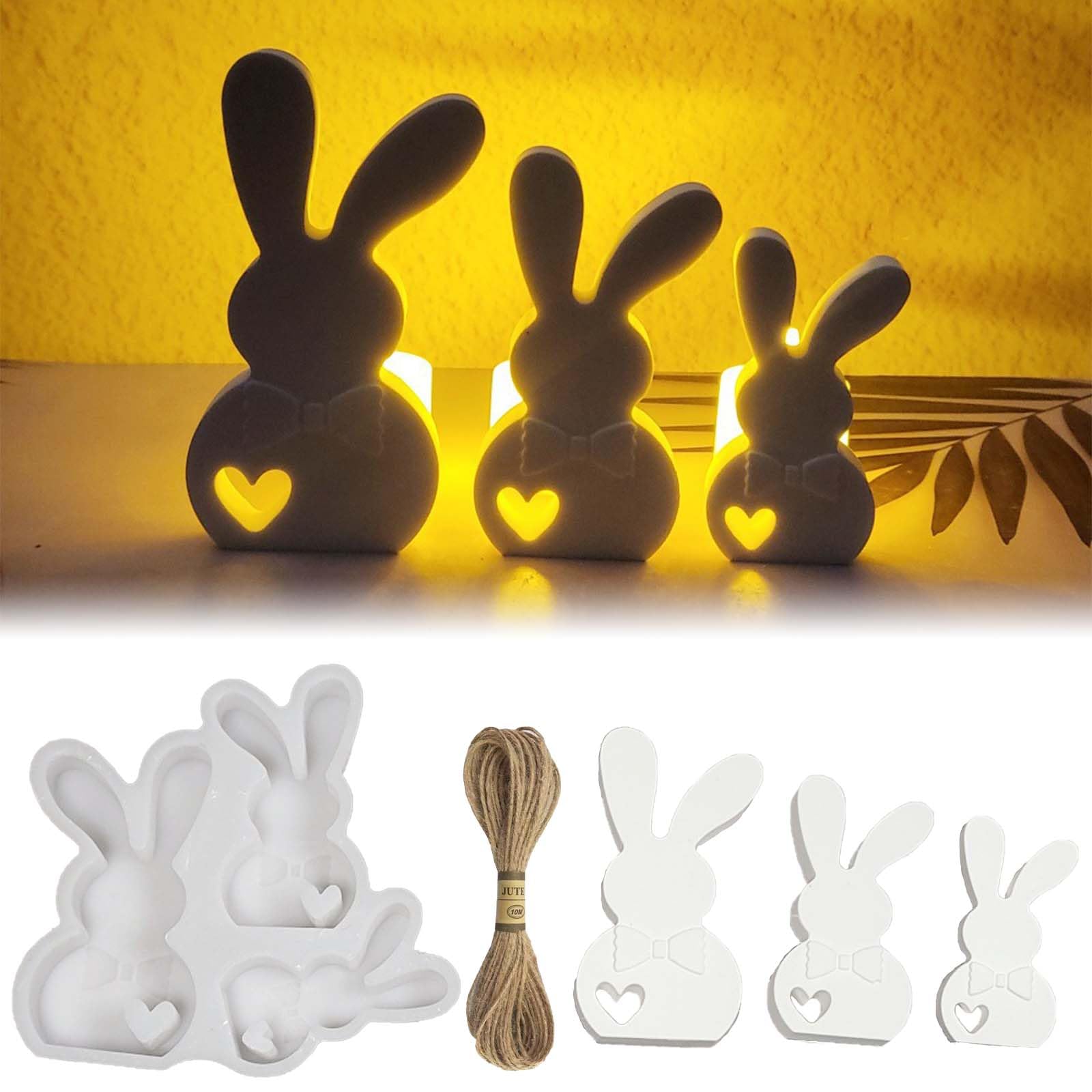 SVOCK Silikonform Hase, 2 Stück Silikonform Ostern, Gießform Hase, Silikonformen Gießformen Frühling, Gießformen Silikon Frühling, Gießform Herz