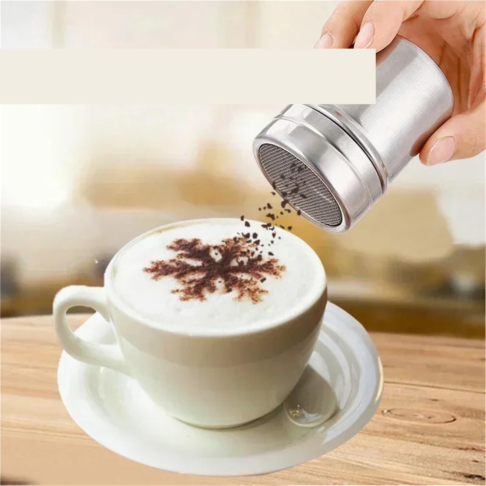 Shaker à chocolat en acier inoxydable 2 pièces pour Farine Fine Sucre