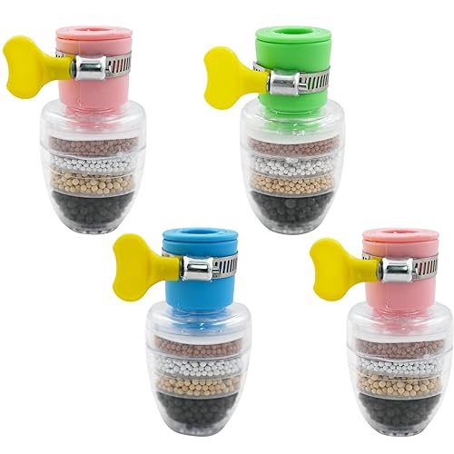 Paquete de 4 filtros de agua para grifo, cartucho de 6 capas, filtros de carbón activado, filtros de agua para fregadero, aplicables de 12 a 34