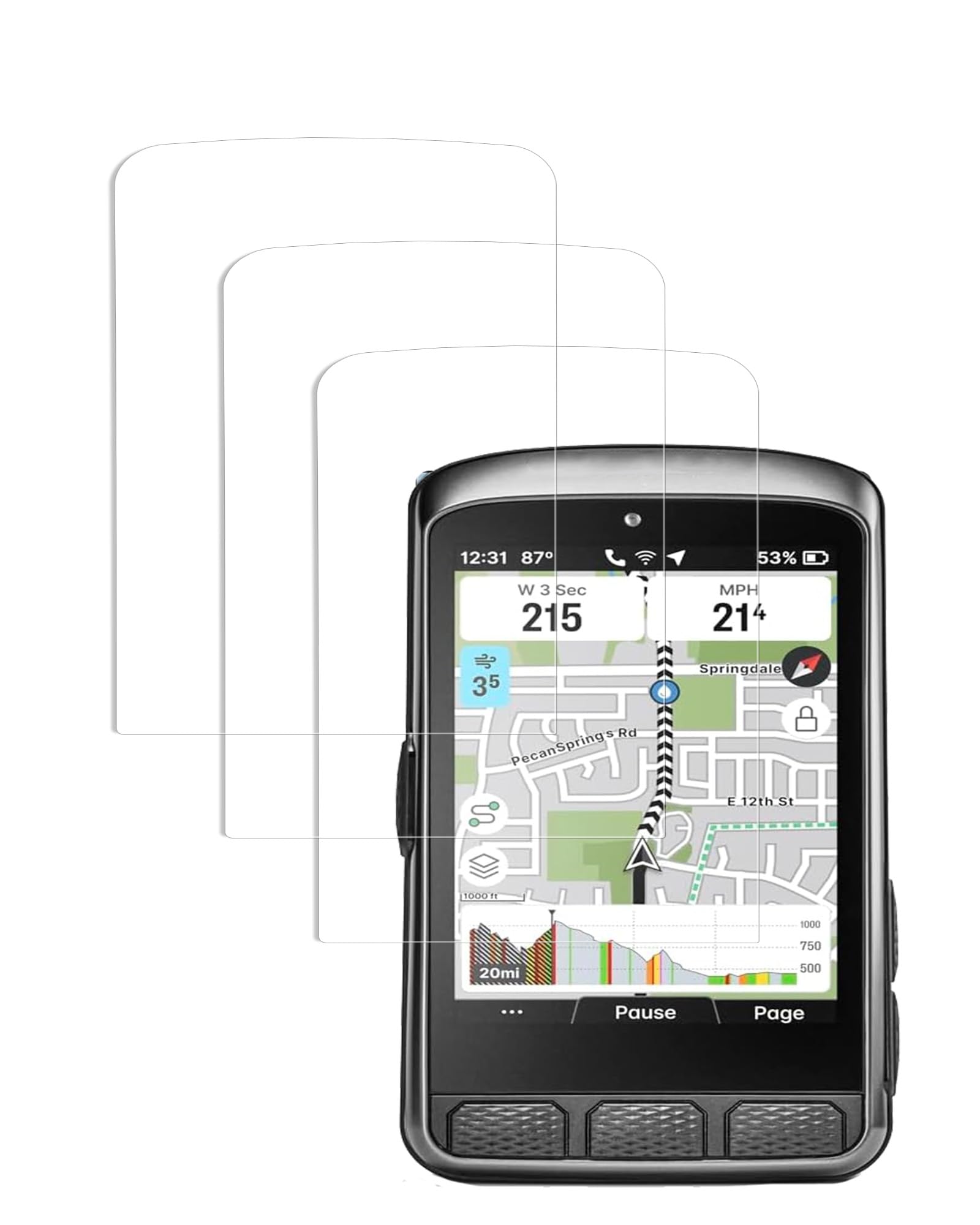 BOVUGAC [3 Pack] Screen Protector for Wahoo ELEMNT ACE 3.8 Inch Cycling Computer, Flexible PET Film Compatible with Wahoo ELEMNT ACE GPS,