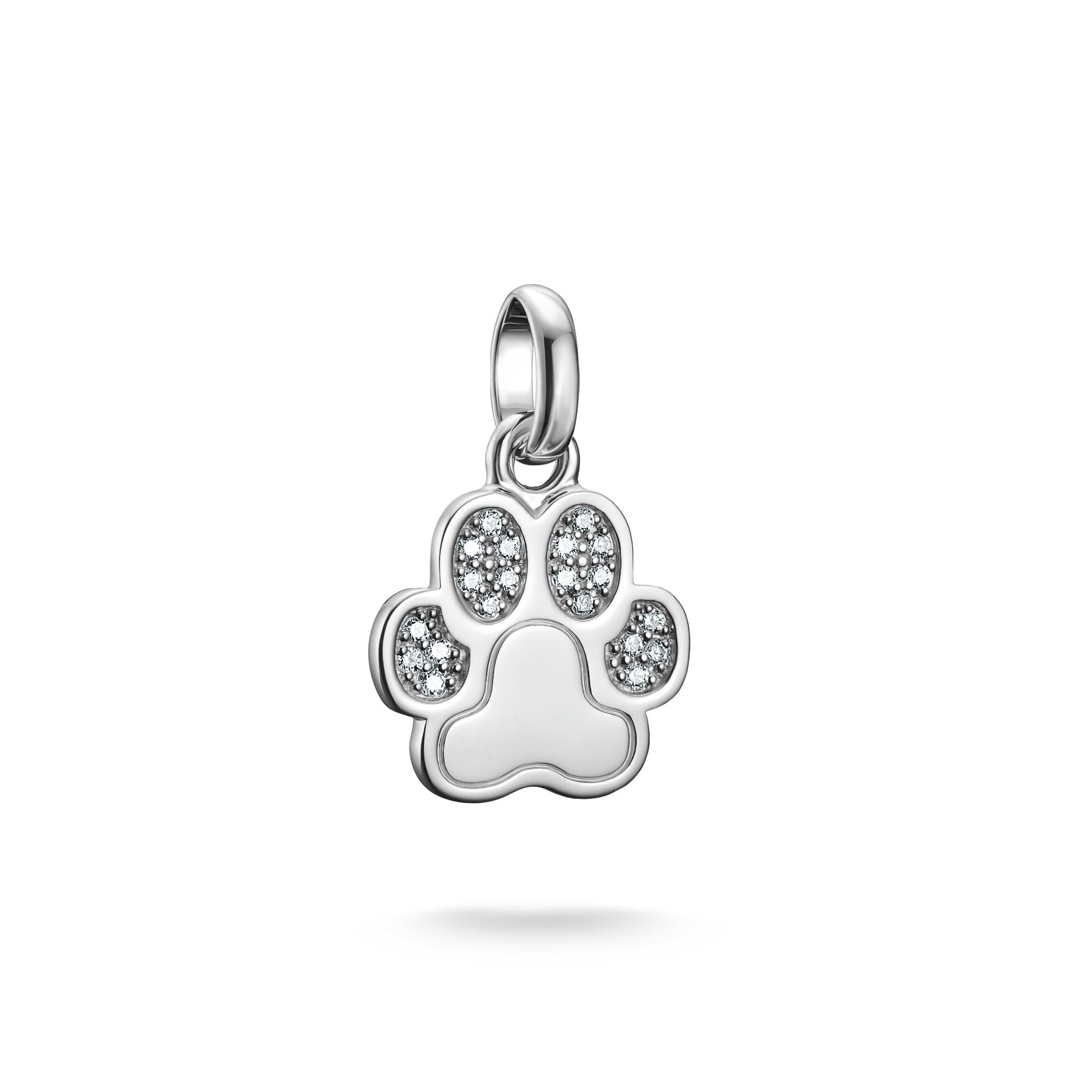 THOMAS SABO Charm zawieszka w kształcie łapy z cyrkonią, srebro próby 925 pochodzące z recyklingu, biżuteria dla zwierząt, filigranowa damska zawieszka do bransoletki lub łańcuszka