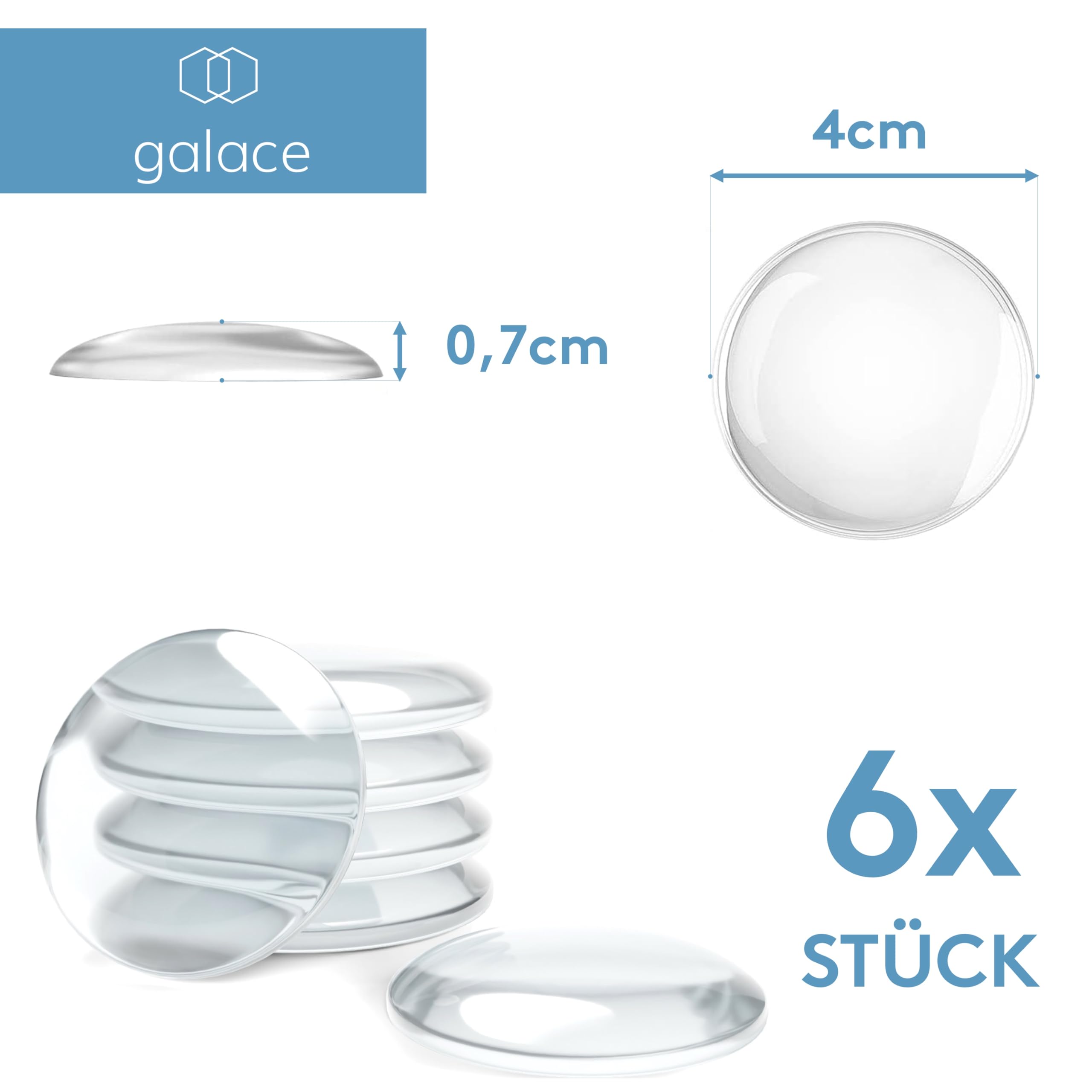 GALACE Fermaporta Adesivo da Muro Bianco [6 pezzi] – 40mm Paracolpi Porta per Proteggere Pareti – Gommini per Porte come Fermaporta da Pavimento o da Maniglia – Proteggi Maniglia Porta – Ferma Porte