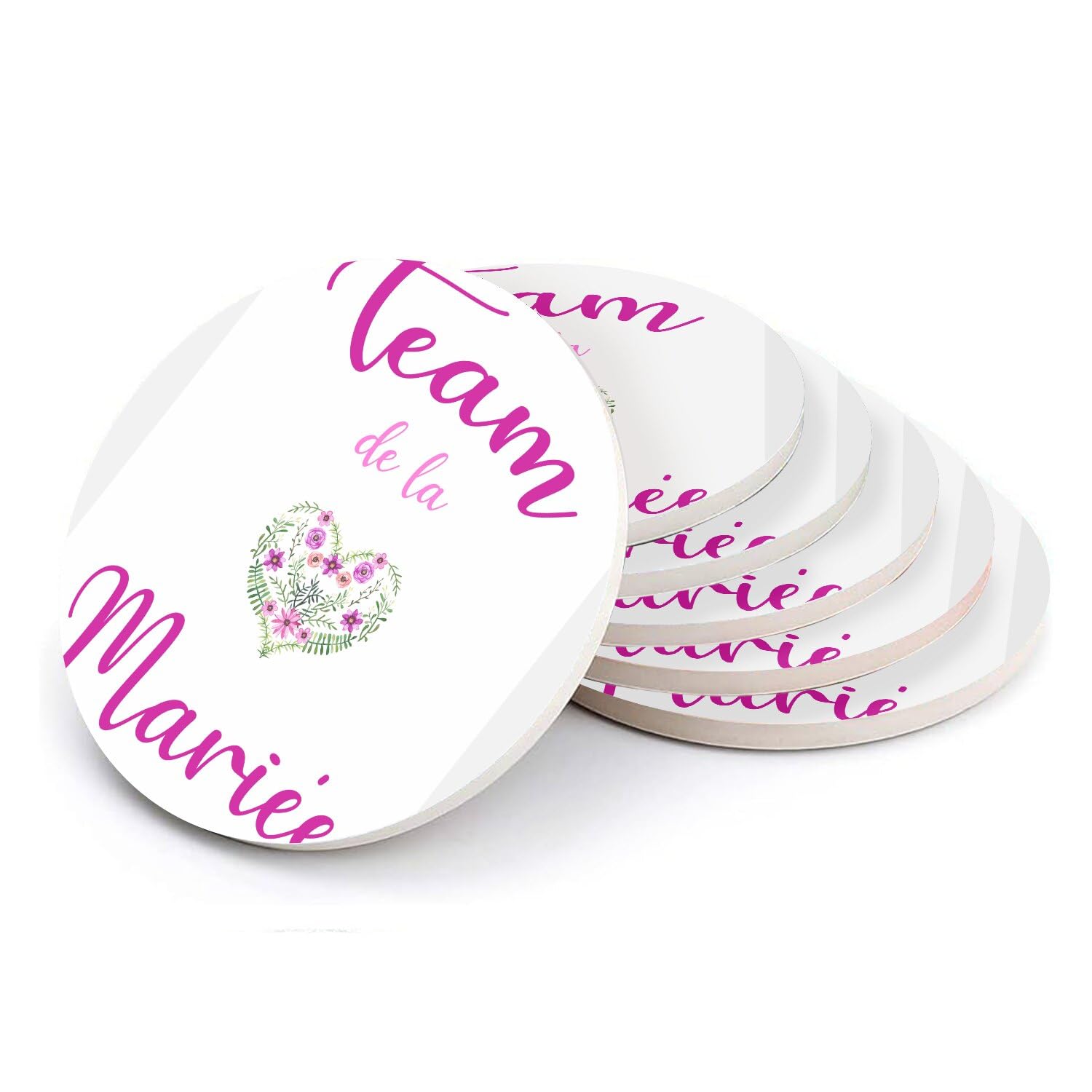 Sous-verre céramique Team de la Mariée pour une décoration de table de mariage florale chic